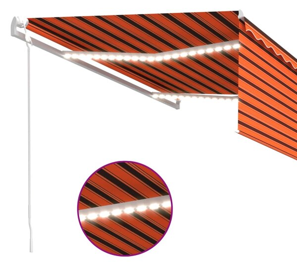 Automatska tenda s roletom i senzorom LED 4x3m narančasto-smeđa - Šarena / 4 x 3 m