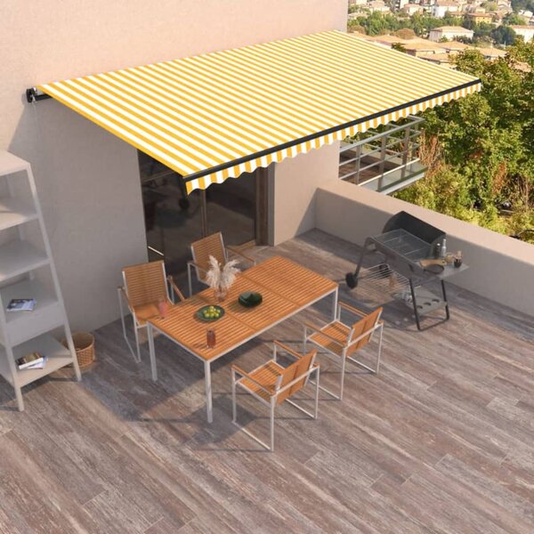 Tenda na ručno uvlačenje 600 x 350 cm žuto-bijela - Žuta / 600 x 350 cm