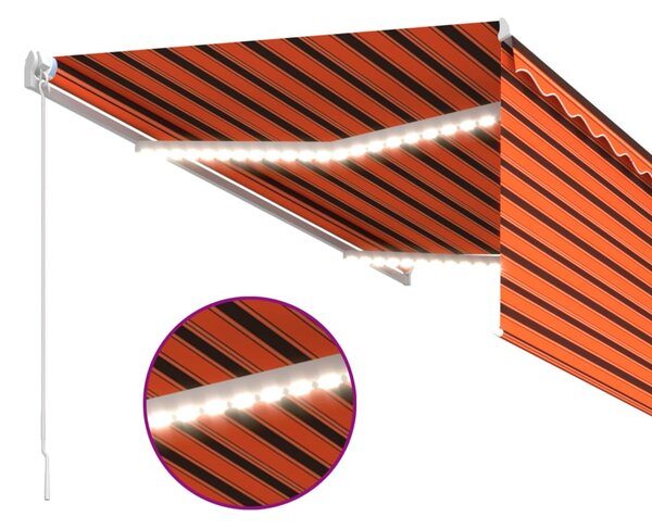 Tenda na ručno uvlačenje s roletom LED 3x2,5 m narančasto-smeđa - Šarena / 3 x 2.5 m