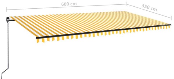 Tenda na ručno uvlačenje 600 x 350 cm žuto-bijela - Žuta / 600 x 350 cm