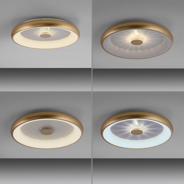 JUST LIGHT. GmbH Vertigo LED stropna svjetiljka, CCT, Ø 61,5 cm, mesing, prigušiva, Zlato / mjed, Dnevni boravak/blagovaonica, Metal