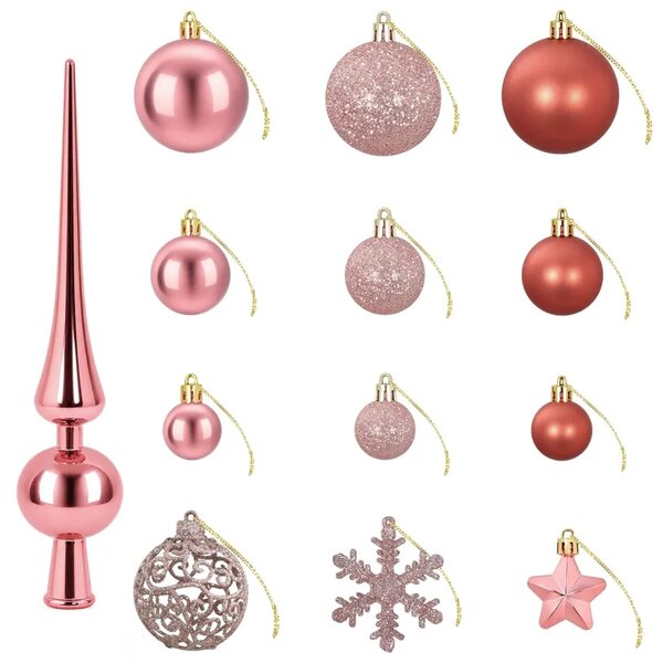 Set božićnih kuglica 111 kom. Ružičasta 6 cm Polistiren - Ružičasta