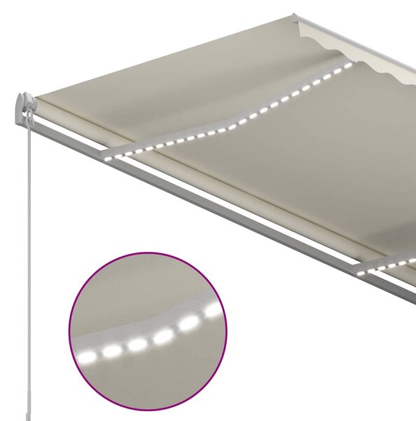 Tenda na ručno uvlačenje s LED svjetlima 300 x 250 cm krem - Krema / 300 x 250 cm