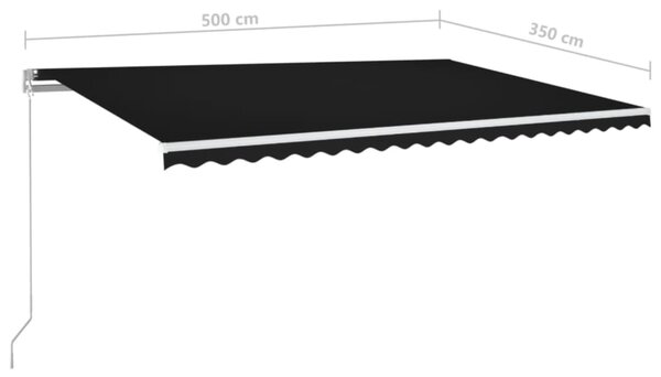 Tenda na ručno uvlačenje s LED svjetlima 500x350 cm antracit - Antracitno siva / 500 x 350 cm