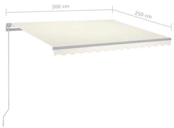 Tenda na ručno uvlačenje s LED svjetlima 300 x 250 cm krem - Krema / 300 x 250 cm