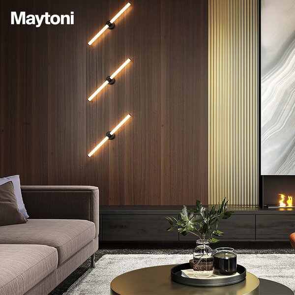 Maytoni Axis LED zidna svjetiljka, zlatna, visina 63 cm, Zlato / mjed, Dnevni boravak/blagovaonica, Aluminij