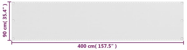 Balkonska Zaštita HDPE 90x400 cm Bijela - Bijela / 90 x 400 cm