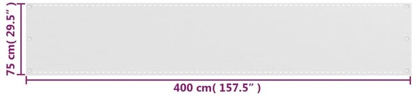 Balkonska Zaštita HDPE 75x400 cm Bijela - Bijela / 75 x 400 cm