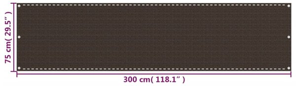 Balkonski zastor smeđi 75 x 300 cm HDPE - Smeđa / 75 x 300 cm