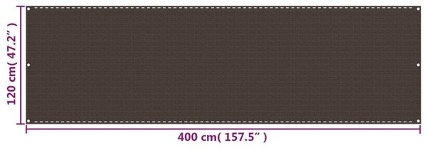 Balkonski zastor smeđi 120 x 400 cm HDPE - Smeđa / 120 x 400 cm