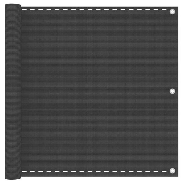 Balkonski zastor crni 90 x 600 cm HDPE - Crna / 90 x 600 cm