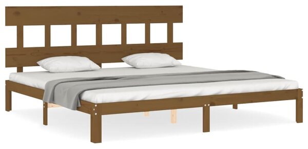 Okvir kreveta s uzglavljem boja meda 200x200cm od masivnog drva - Smeđa / 200 x 200 cm