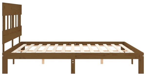 Okvir kreveta s uzglavljem boja meda 200x200cm od masivnog drva - Smeđa / 200 x 200 cm