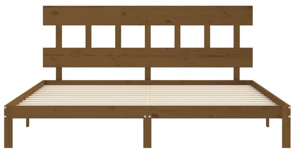 Okvir kreveta s uzglavljem boja meda 200x200cm od masivnog drva - Smeđa / 200 x 200 cm