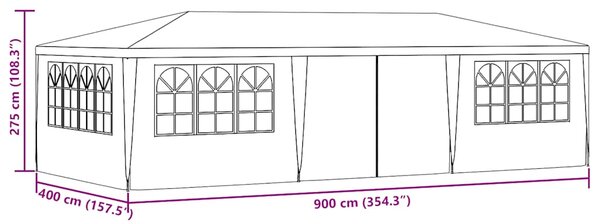 Profesionalni šator za zabave 4 x 9 m antracit 90 g/m² - Antracitno siva / 4 x 9 m