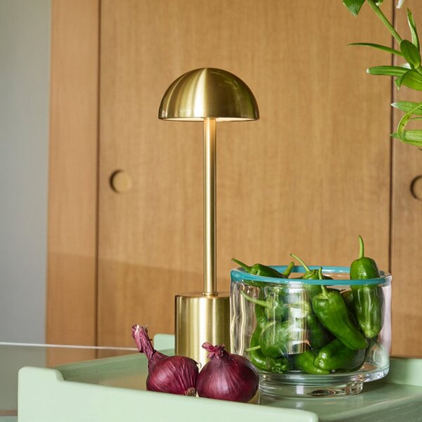 Hübsch Taten LED punjiva stolna lampa, mesingane boje, visina 30 cm, metal, prigušiva, Zlato / mjed, Metal