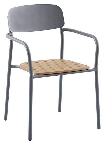 Sunfun Gastro Vrtna stolica koja se može slagati jedna na drugu (Čelik, Polywood, Mogu se slagati jedni na druge, Tamno siva, Š x D x V: 57,5 x 53,5 x 83,5 cm)