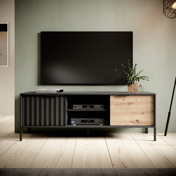 Crni RTV stalak u dekoru artisan hrast RAVE 153 2D