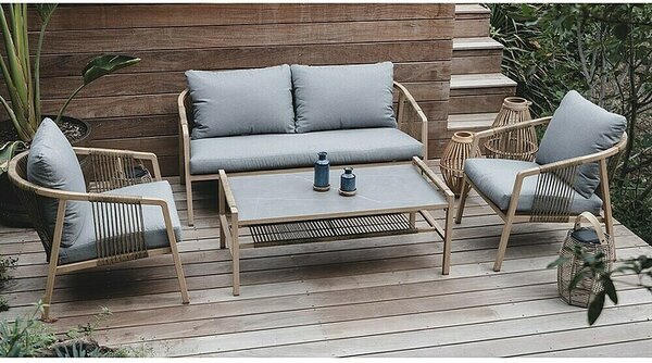 MWH Wicker Set lounge namještaja (4 -dij., Siva, bež)