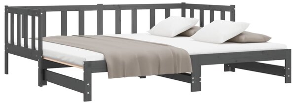 Dnevni ležaj na izvlačenje sivi 2x(90x190) cm masivna borovina - Siva / N/A