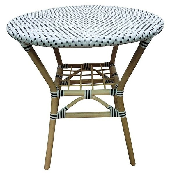 Sunfun Okrugli vrtni stol Alma (Ø x V: 70 x 75 cm, Bijela, crna, Prirodni i umjetni ratan)