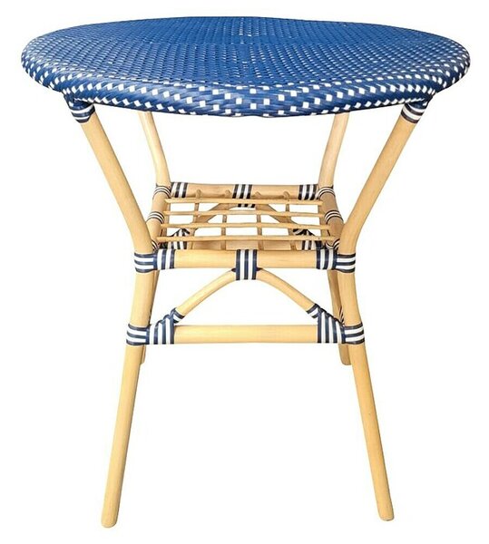 Sunfun Okrugli vrtni stol Alma (Ø x V: 70 x 75 cm, Bijela, plava, Prirodni i umjetni ratan)