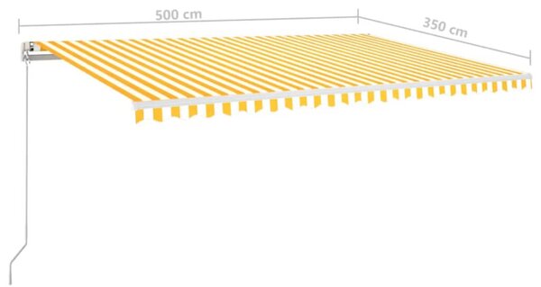 Tenda na ručno uvlačenje 500 x 350 cm žuto-bijela - Žuta / 500 x 350 cm