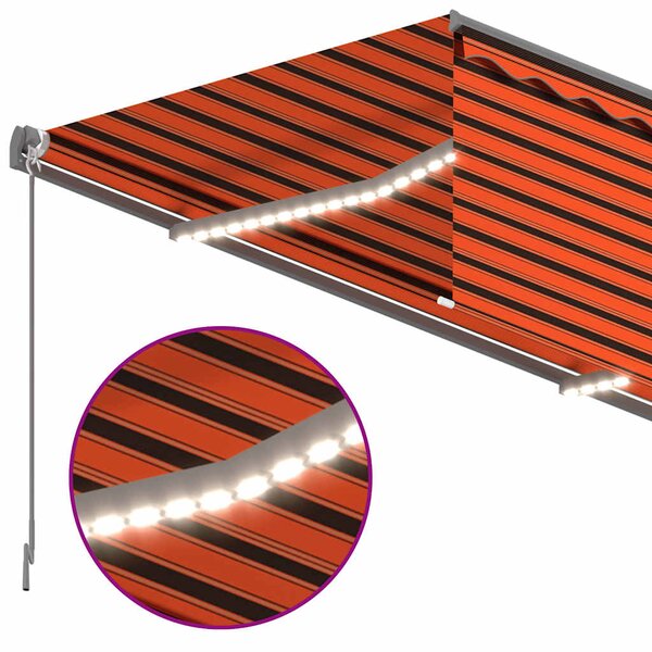 Tenda na ručno uvlačenje i roleta LED 3,5x2,5m narančasto-smeđa - Šarena / 3.5 x 2.5 m
