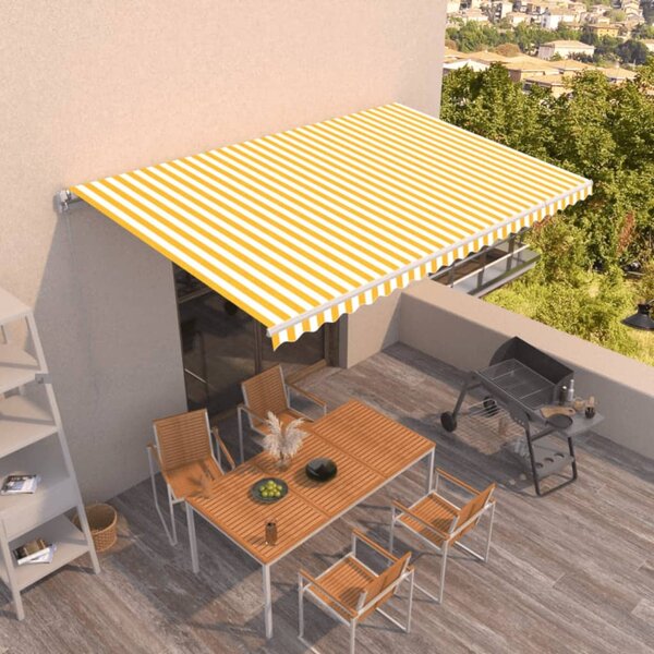 Tenda na ručno uvlačenje 500 x 350 cm žuto-bijela - Žuta / 500 x 350 cm