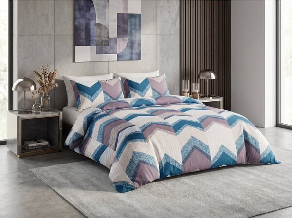 Posteljina od mikrovlakana CHEVRONIX plavo-ljubičasta Dimenzije posteljine: 2 kom 70 x 80 cm | 160 x 200 cm