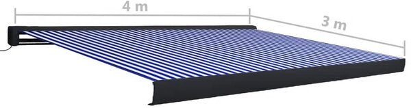 Motorizirana kazetna tenda 400 x 300 cm plavo-bijela - Plava / 400 x 300 cm