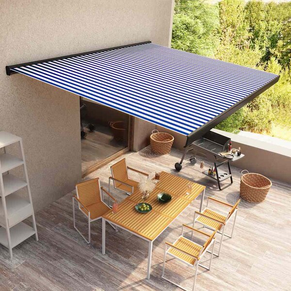 Motorizirana kazetna tenda 400 x 300 cm plavo-bijela - Plava / 400 x 300 cm