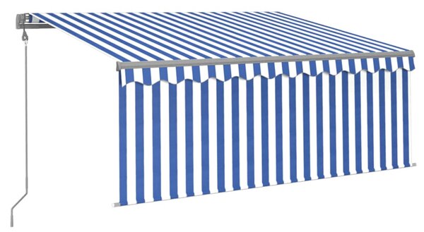 Automatska tenda s roletom i senzorom LED 3x2,5 m plavo-bijela - Plava / 3 x 2.5 m
