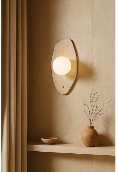 Bež zidna lampa od kamenine ø 10 cm Hilde – Opviq lights