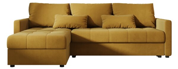 Razvlačna kutna garnitura L VENORIA 220x143 cm, senf + 2 jastuka GRATIS, univerzalna
