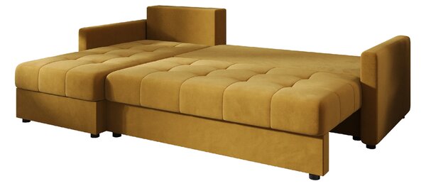 Razvlačna kutna garnitura L VENORIA 220x143 cm, senf + 2 jastuka GRATIS, univerzalna