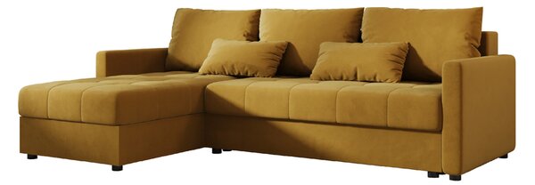 Razvlačna kutna garnitura L VENORIA 220x143 cm, senf + 2 jastuka GRATIS, univerzalna