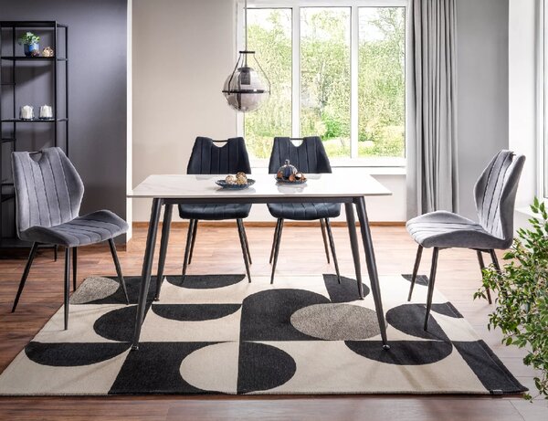 Jelački stol RION 130x70 cm s keramičkom pločom, bijeli mramor