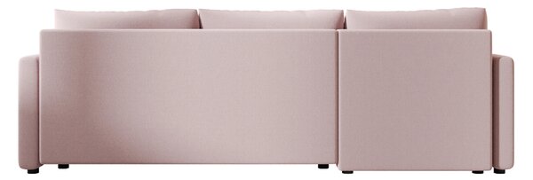 Razvlačna kutna garnitura L VENORIA 220x143 cm, puderasto roza + 2 jastuka GRATIS, univerzalna