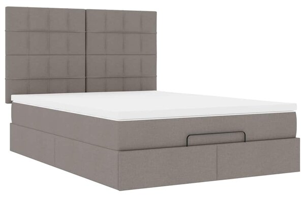 Ottoman krevet s madracem, taupe boja, 140x190 cm, tkanina - Tupe / 140 x 190 cm