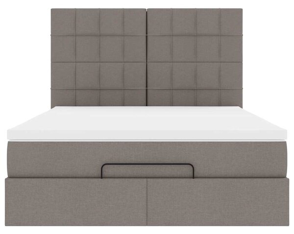 Ottoman krevet s madracem, taupe boja, 140x190 cm, tkanina - Tupe / 140 x 190 cm