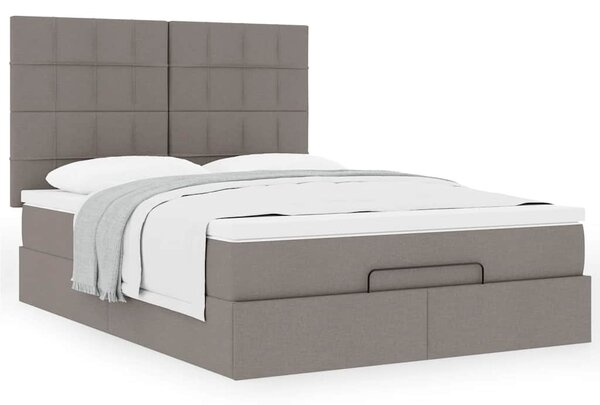 Ottoman krevet s madracem, taupe boja, 140x190 cm, tkanina - Tupe / 140 x 190 cm