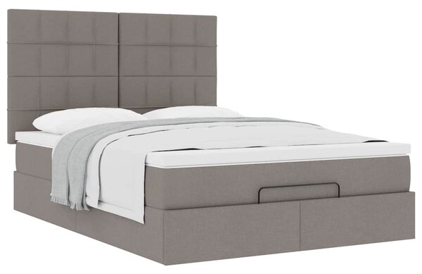 Ottoman krevet s madracem, taupe boja, 140x190 cm, tkanina - Tupe / 140 x 190 cm