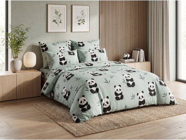 Posteljina od mikrovlakana PANDA RELAX mentol. Dimenzije posteljine: 70 x 90 cm | 140 x 200 cm