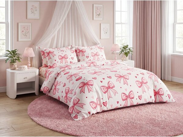Posteljina od mikrovlakana RIBBON LOVE bijela Dimenzije posteljine: 70 x 80 cm | 140 x 200 cm