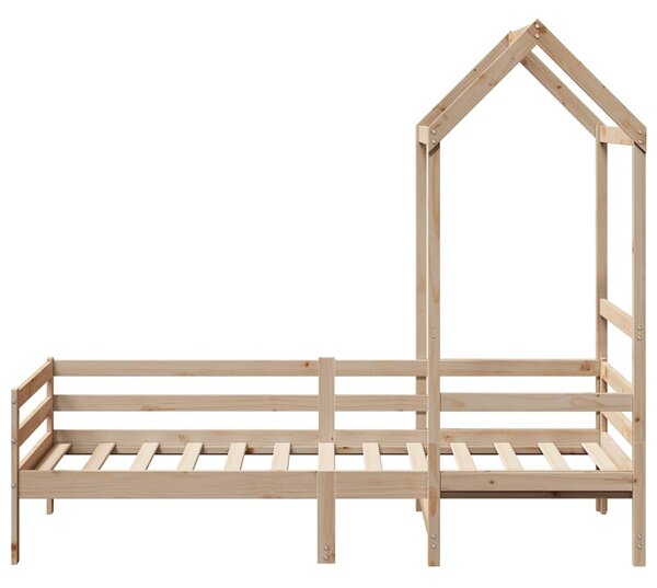 Dnevni krevet s krovom bez madraca 80x200 cm Masivno drvo - Smeđa / 80 x 200 cm