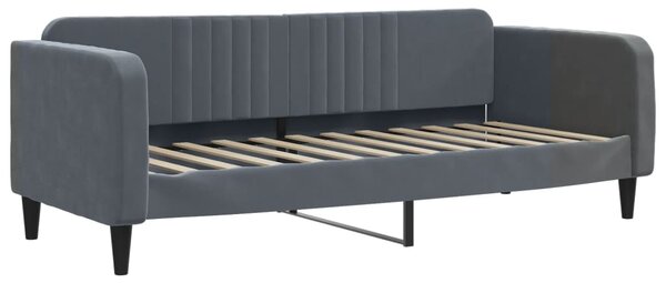 Dnevni krevet s madracem tamno sivi 90x190 cm baršun - Siva / 90 x 190 cm