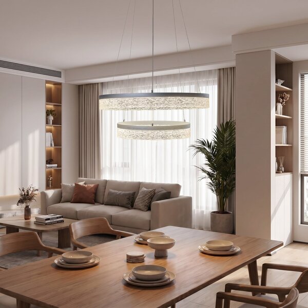 Milagro Lighting Gala LED viseća svjetiljka, srebrna, metalna, Ø 60 cm, 4000 K, Metalik, Dnevni boravak/blagovaonica, Metal