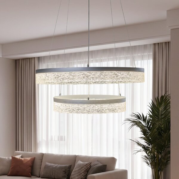 Milagro Lighting Gala LED viseća svjetiljka, srebrna, metalna, Ø 60 cm, 4000 K, Metalik, Dnevni boravak/blagovaonica, Metal
