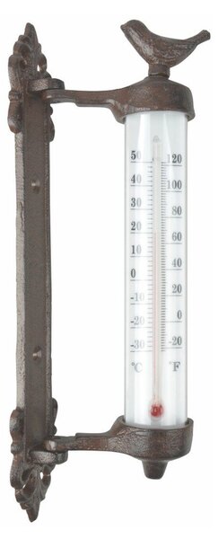 Zidni termometar od lijevanog željeza Esschert Design Dekor Bird, visina 27,3 cm